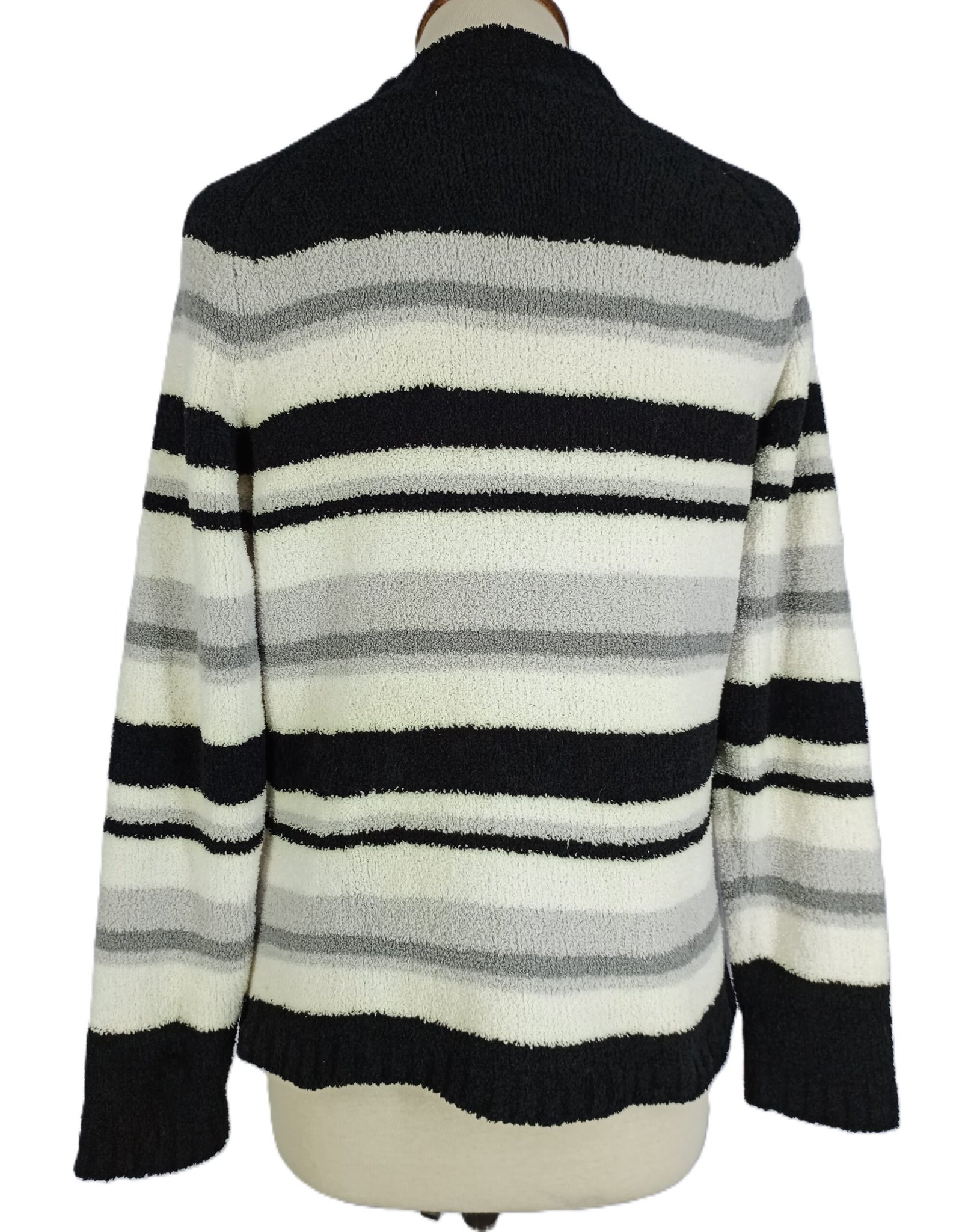 Women's V Neck Plush Pull Over (Stripes)