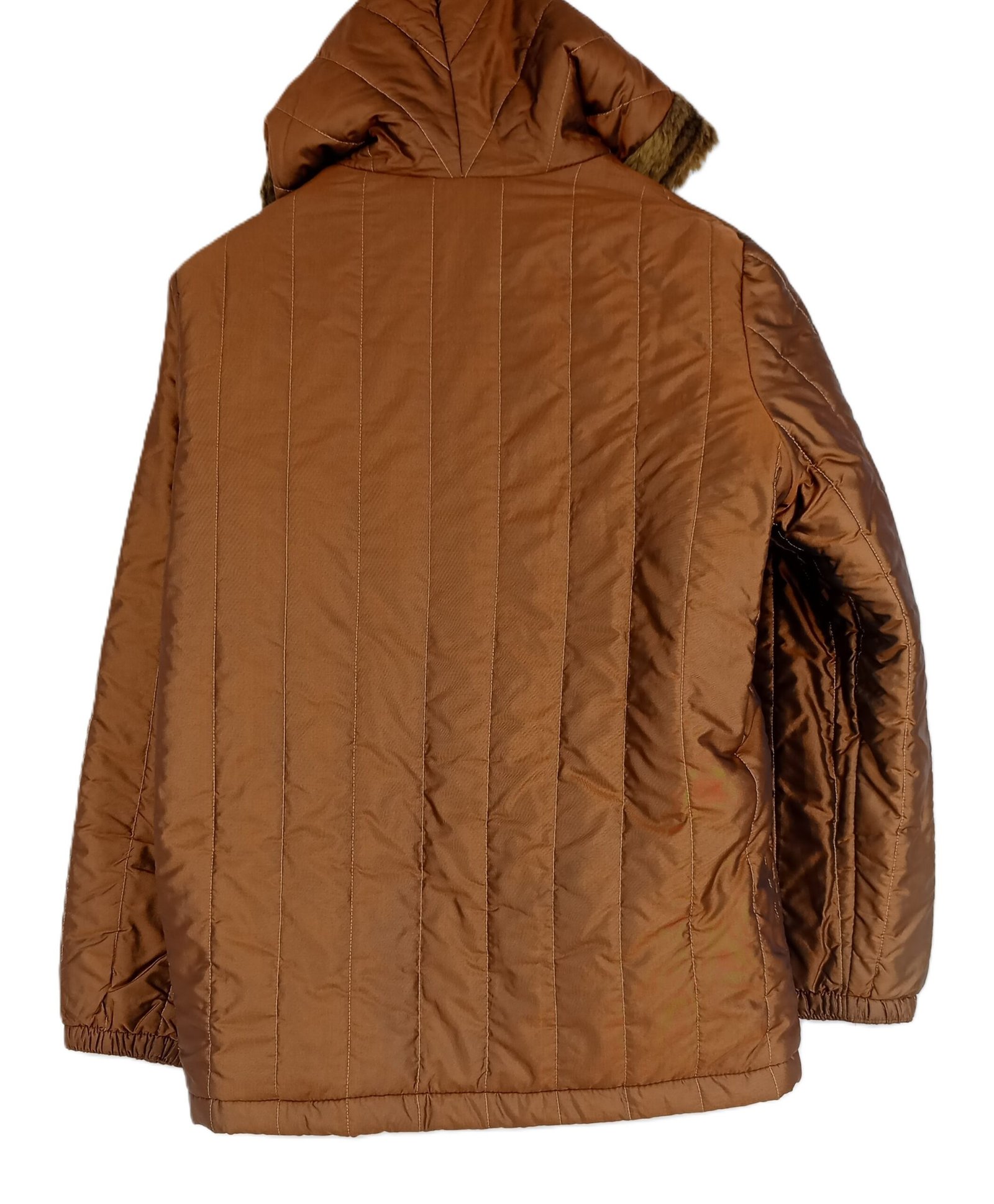 Women's Puffer Jacket with hood - Brown color with multi color shades (fur lining)