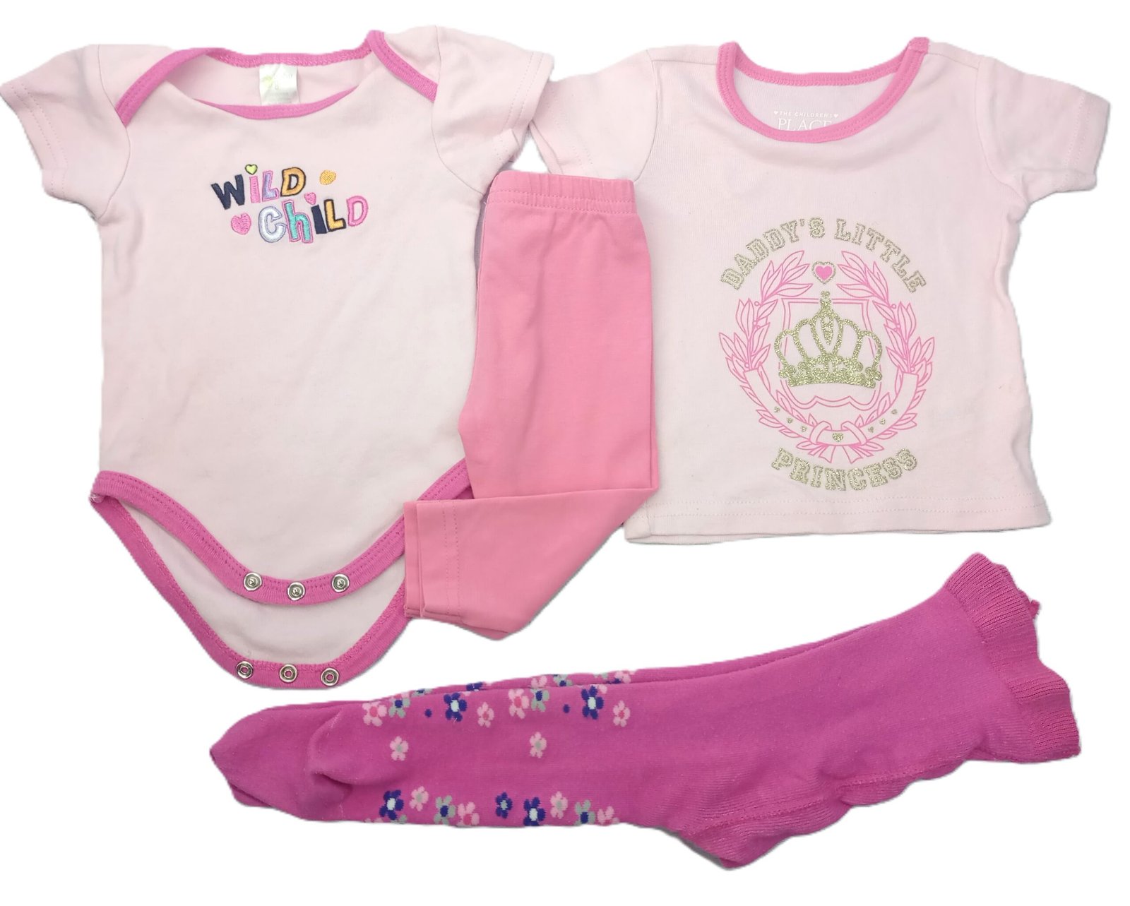 Pack of 5 (Pink) 2 Bodysuits, T Shirt, Pyjama and Legging