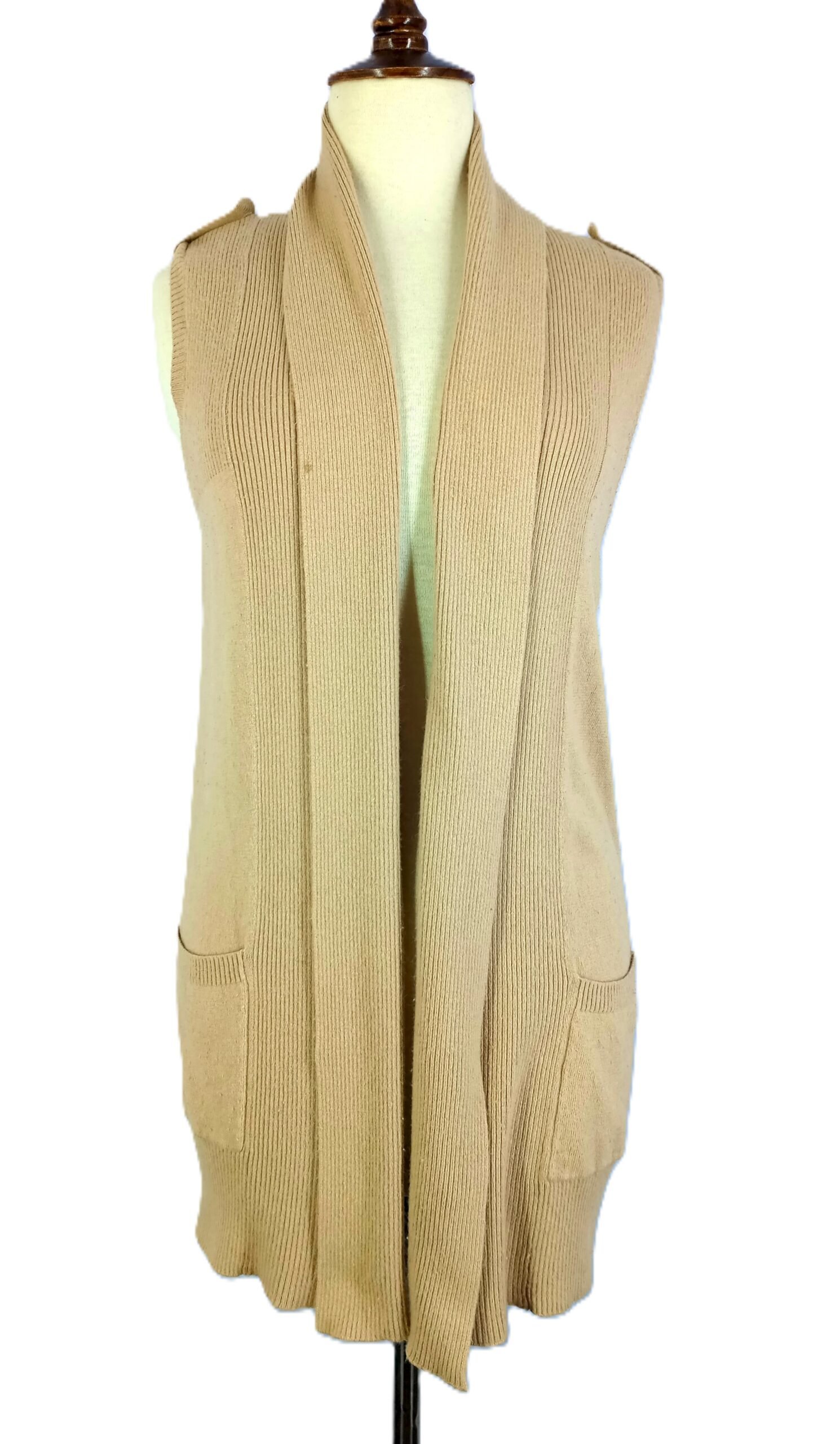 Women's Long Open Cardigan with Shoulder Loops