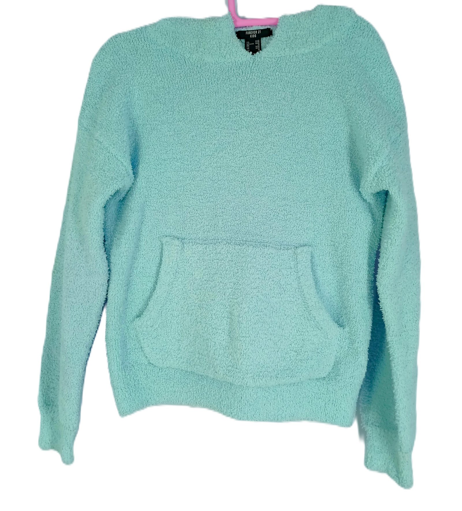 Kid's Plush Fleece Hooded Pullover with Open Front Pockets