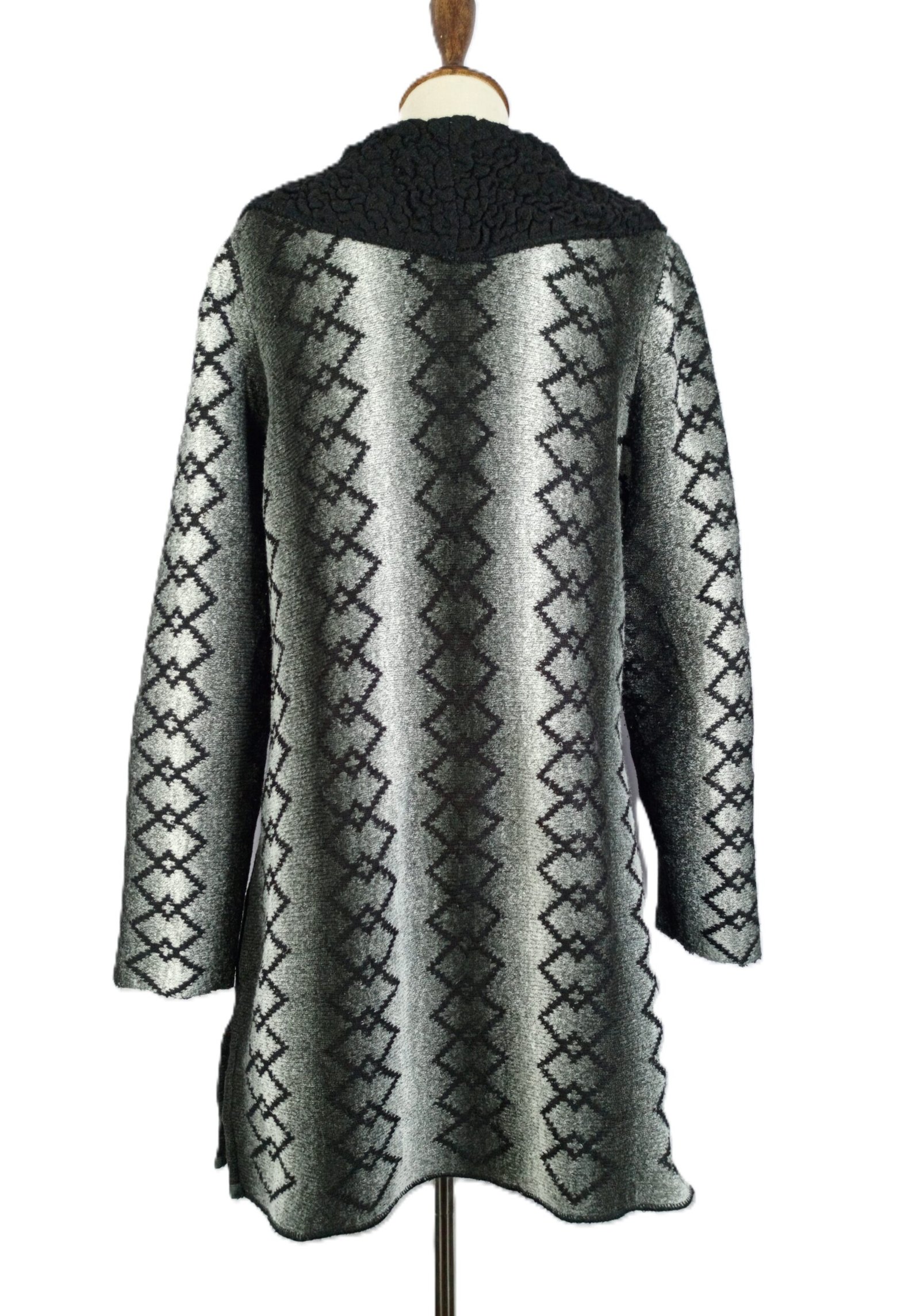 Women's Long Button Cardigan with Fancy Collar over Shoulders (Thick and Heavy Material)