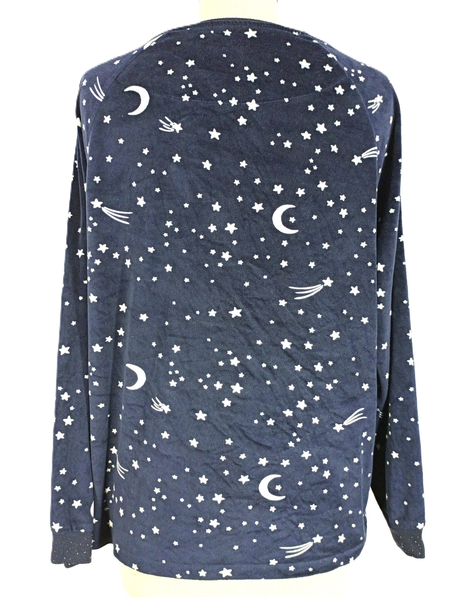 Women's Fleece Pull Over Shirt - Soft and Warm (Printed Stars and Moons)