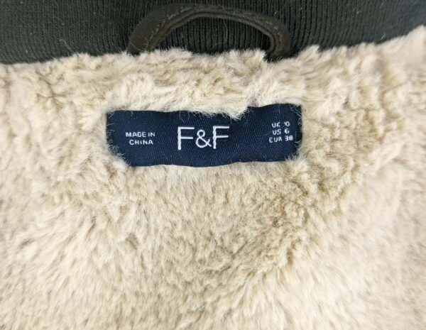 Women's Hooded Long Canvas Jacket - Upper Part Faux Fur Lining, Lower Part Polyester Lining - Fur Hood Border - Image 6